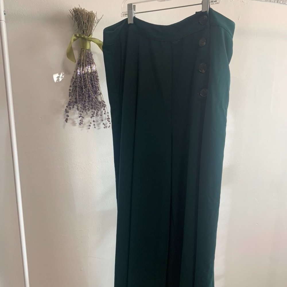 Elodie wide leg forest green trouser